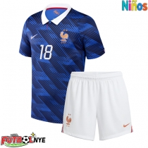 Camiseta Francia Warren Zaire-Emery #18 Primera Equipación para niños Mundial 2026 manga corta (+ pantalones cortos)